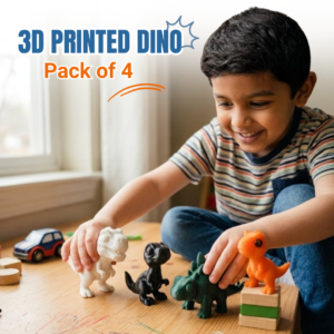 3D Printed Baby Dinosaur Pack of 4 for Kids | Cute Mini Dino Figures Set | T-Rex, Raptor, Carnotaurus & Stegosaurus | Collectible Dinosaur Toys for Boys, Girls & Dino Lovers