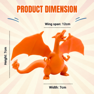 3D Printed Charizard Action Figure & Card | Mini Dragon Collectible (7 cm) | Pokemon Inspired Desk Toy | Perfect for 3D Printing Lovers & Collectors