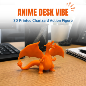 3D Printed Charizard Action Figure & Card | Mini Dragon Collectible (7 cm) | Pokemon Inspired Desk Toy | Perfect for 3D Printing Lovers & Collectors