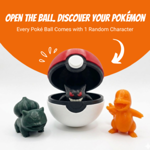 3D Printed Functional Pokéball with 1 Pokémon Figure | Opening Storage Pokéball Collectible | Anime Desk Toy for Pokémon Fans & 3D Printing Lovers